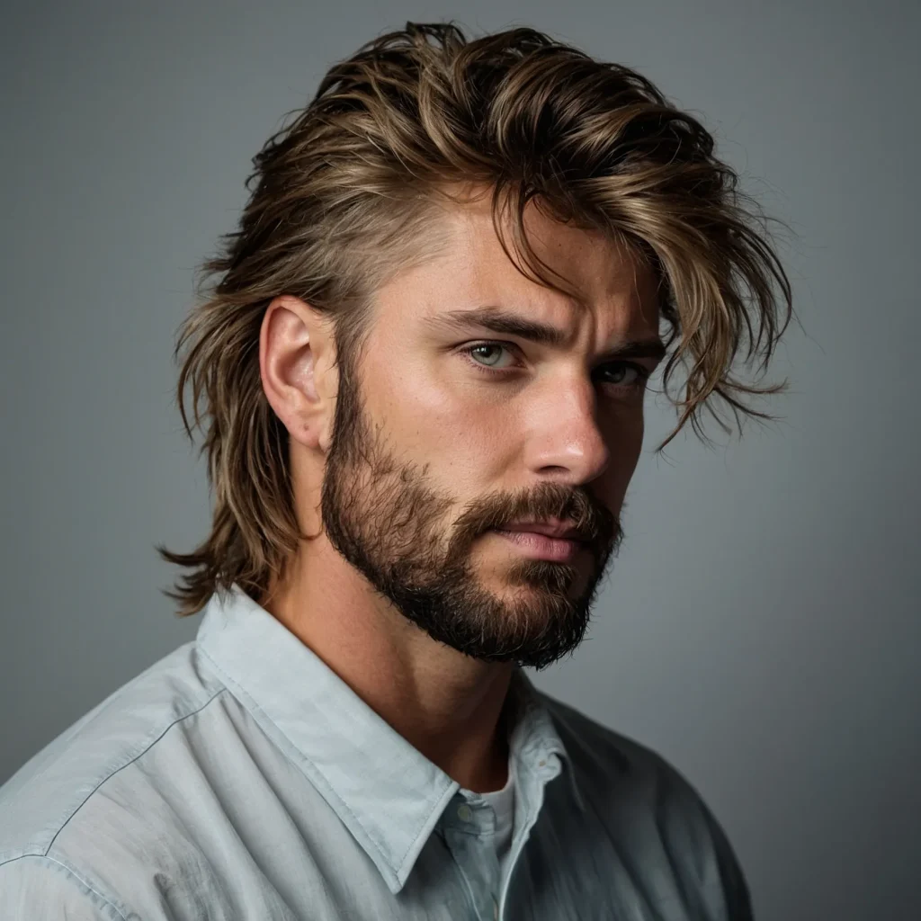 Shaggy Mullet Fadewhite man with loose mess 3