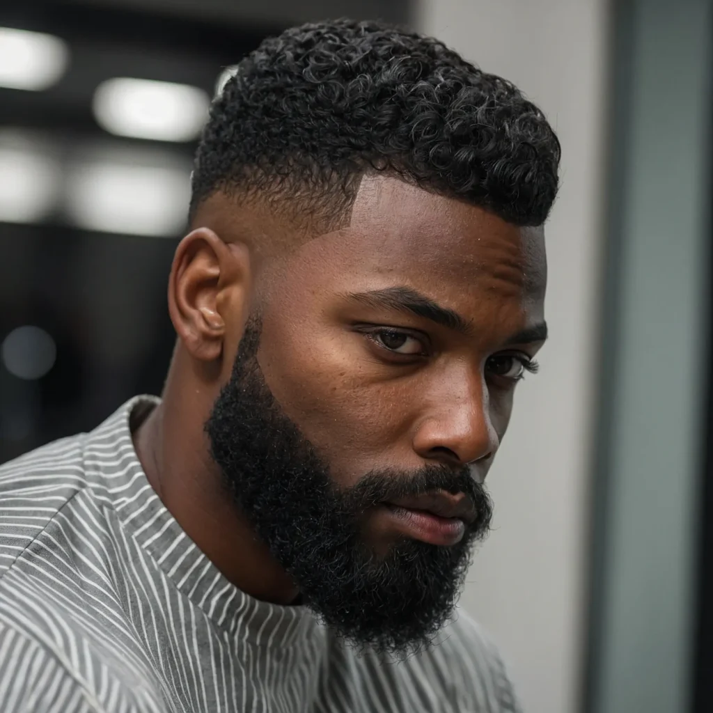 Sharp Taper Fade with Beard LineA Black man w 0