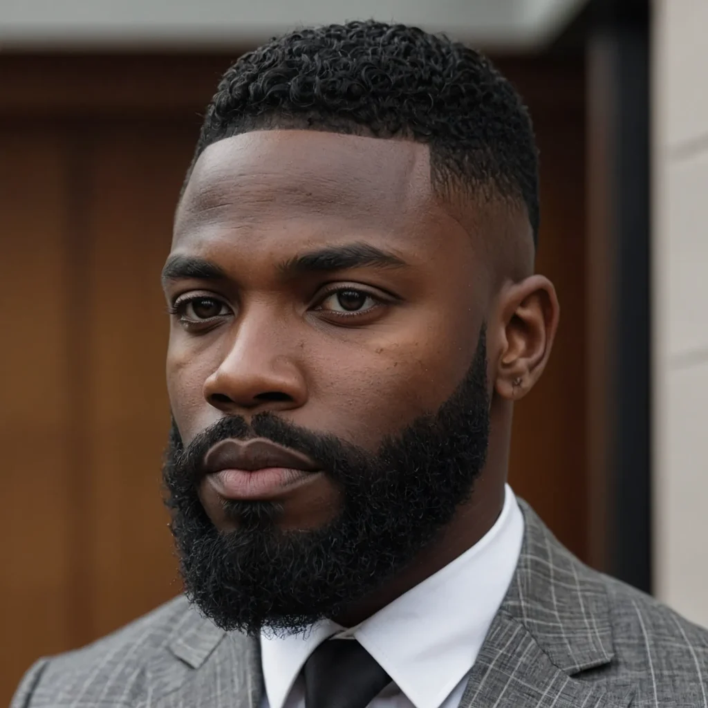Sharp Taper Fade with Beard LineA Black man w 1