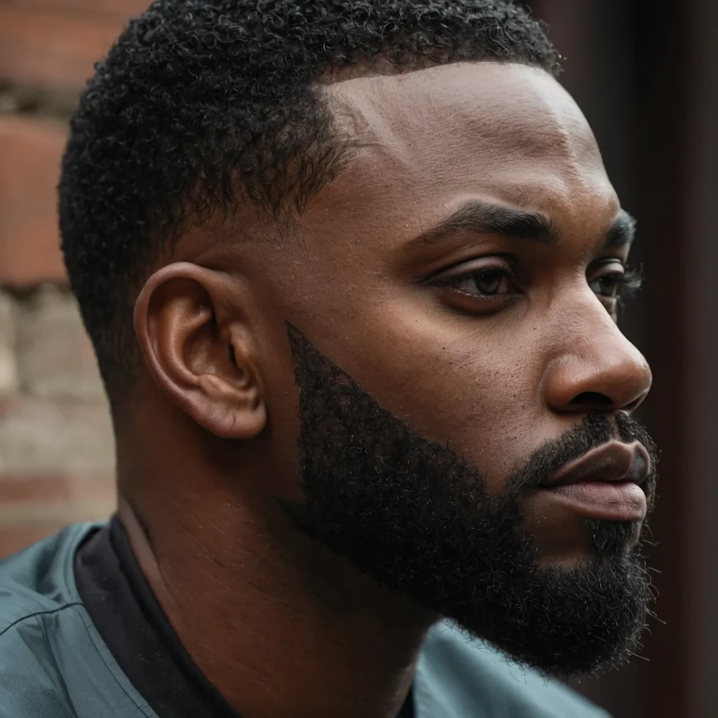 Sharp Taper Fade with Beard LineA Black man w 3
