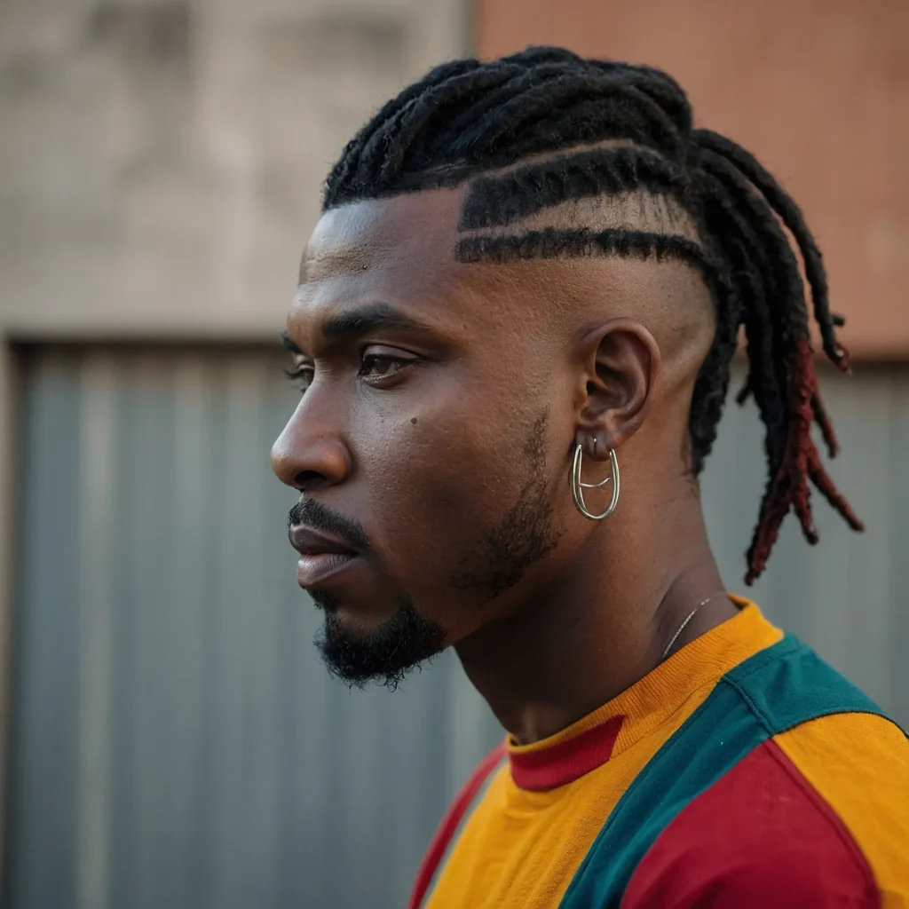 Short Dread Burst Fade MulletBlack man with 0