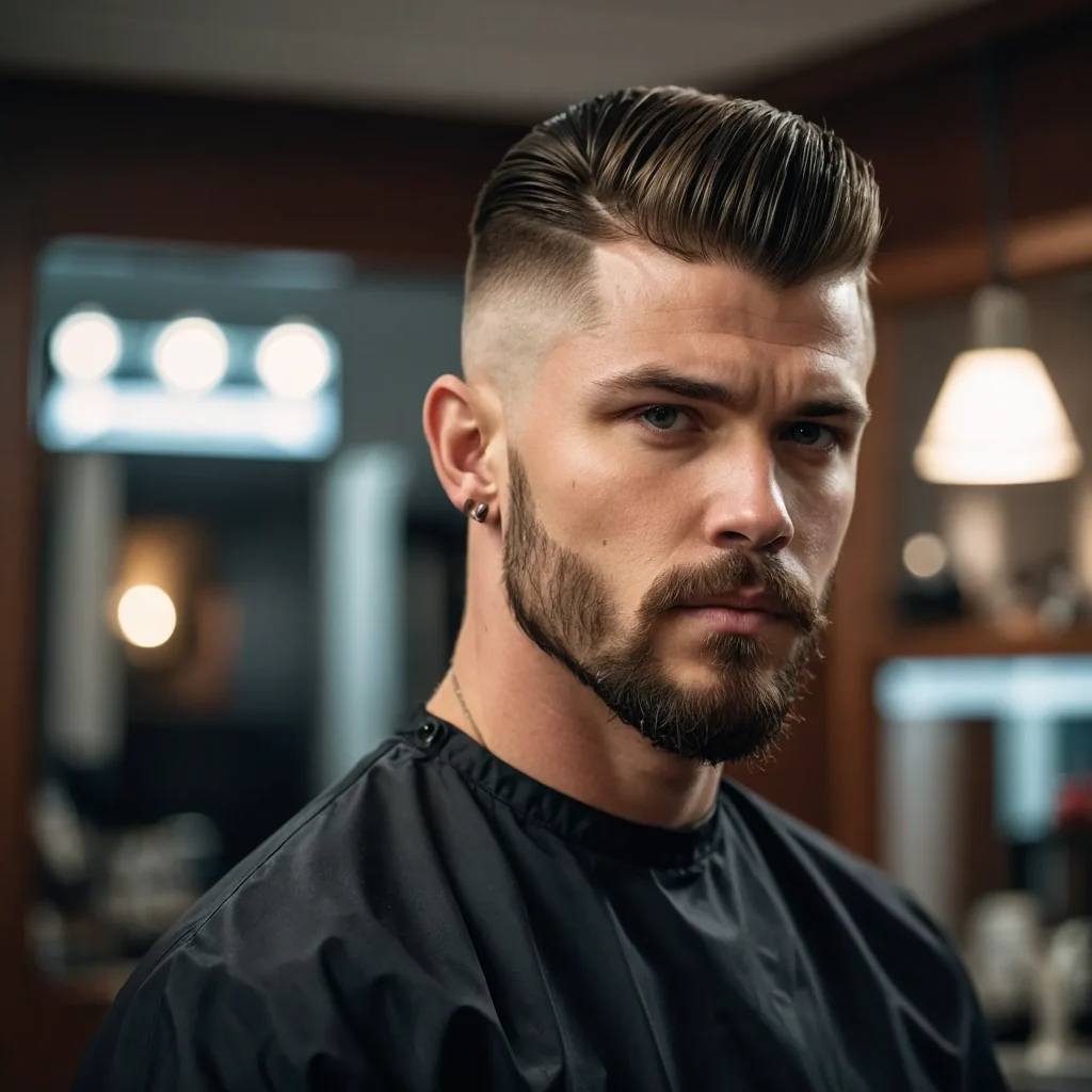 Short Mullet Fadewhite man with cropped t 0