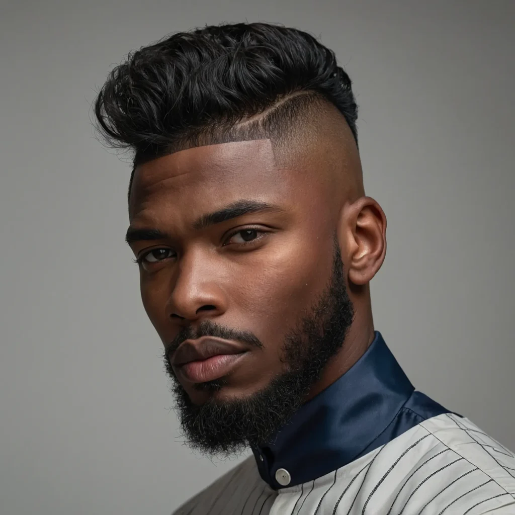 Skin Fade Mullet with LineUpPrompt Black men 0
