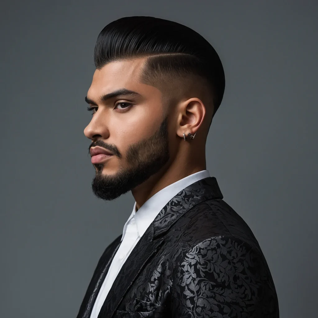 Slick Back Mullet FadePrompt Black men with s 0