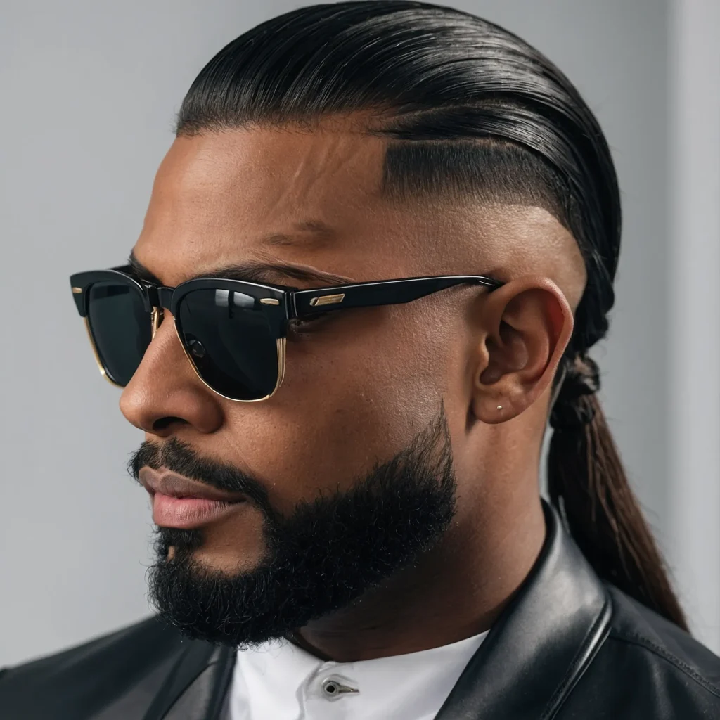 Slick Back Mullet FadePrompt Black men with s 3