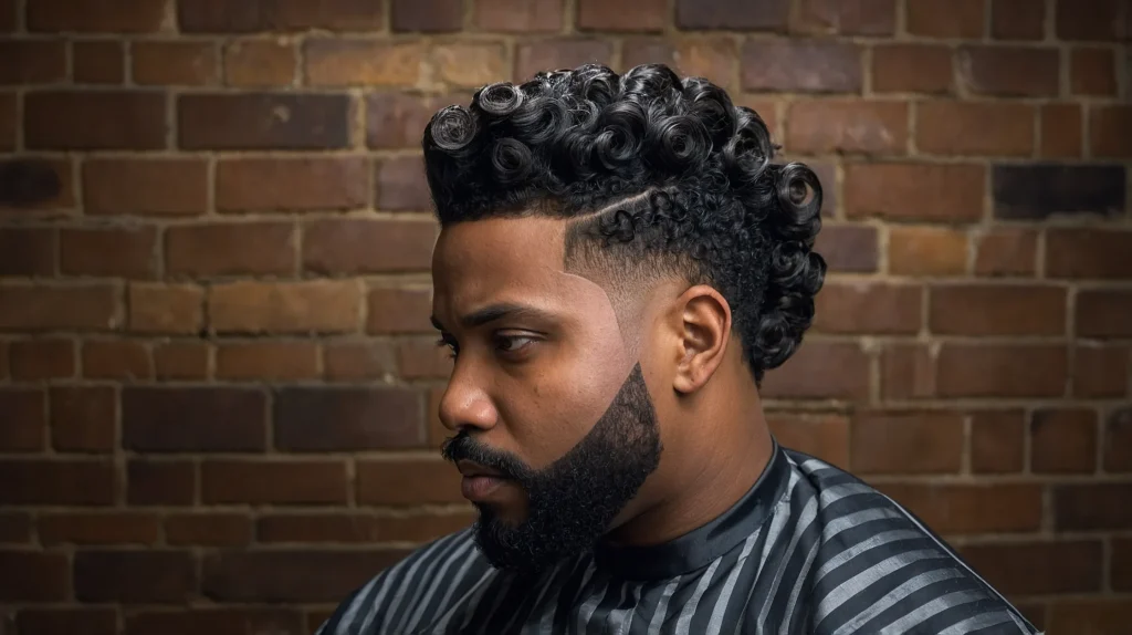 Sponge Curl Blowout Taper FadeBlack man wit 0