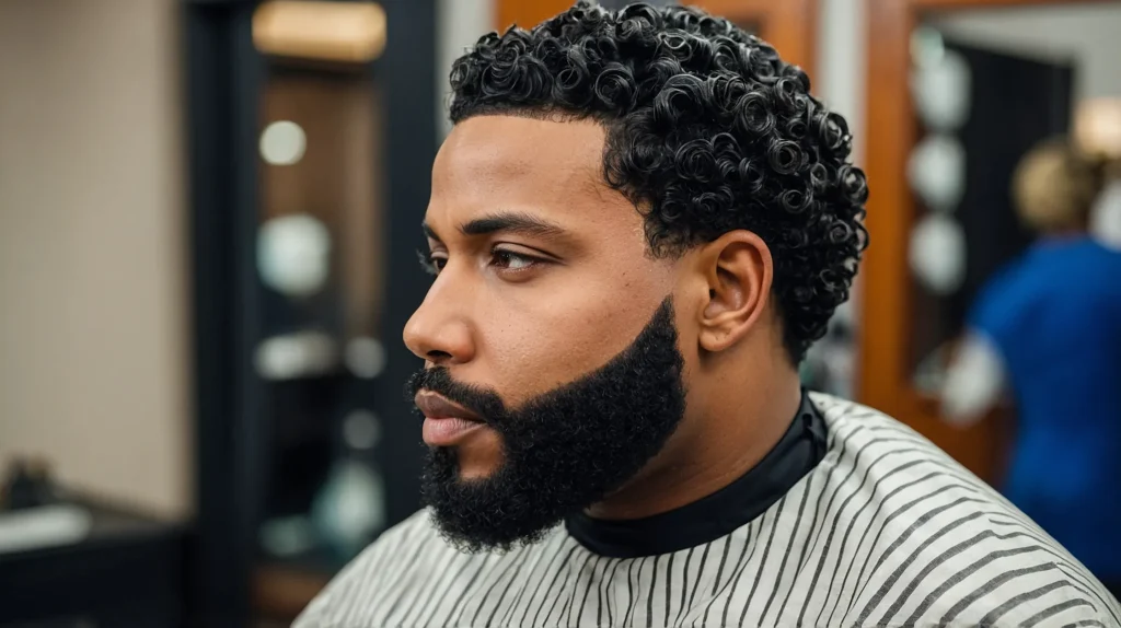 Sponge Curl Blowout Taper FadeBlack man wit 3