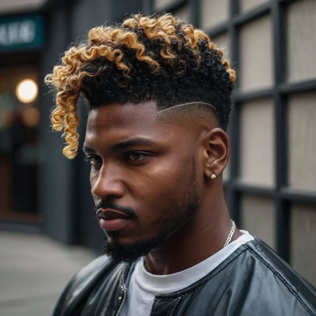 Sponge Curl Mullet FadePrompt Black men with 0