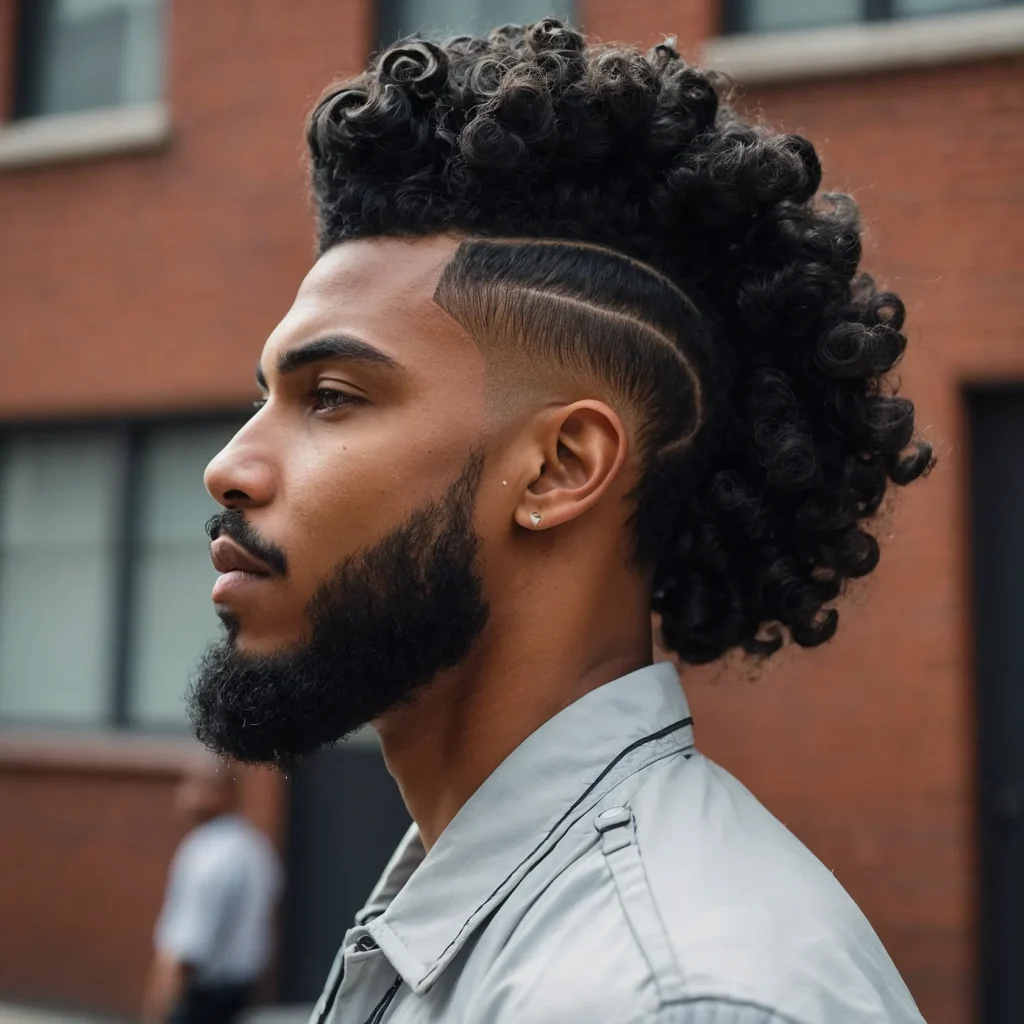 Sponge Curl Mullet FadePrompt Black men with 3