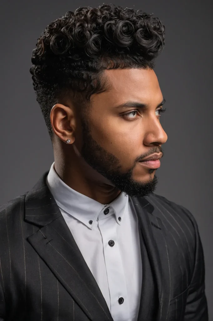 Sponge Curl Top with Low Taper SidesBlack m 3