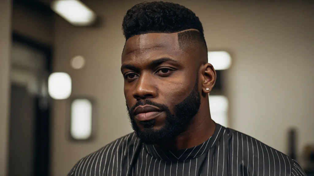Taper Fade Blowout with Hard PartBlack man 0