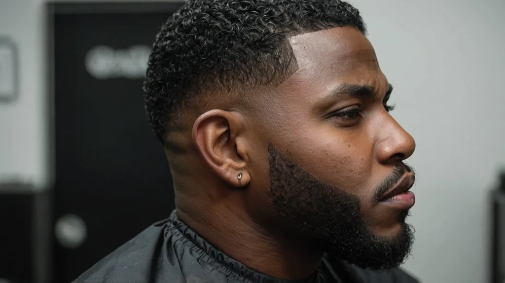 Taper Fade Blowout with Hard PartBlack man 3