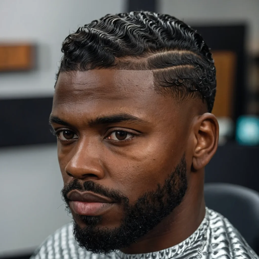 Taper Fade with 360 WavesA Black man with dee 2