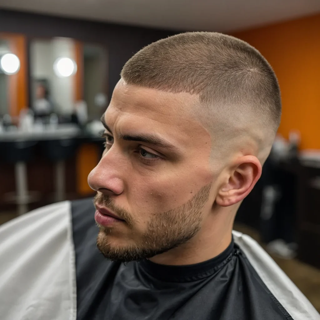 Taper Fade with Buzz CutA minimalist buz 0