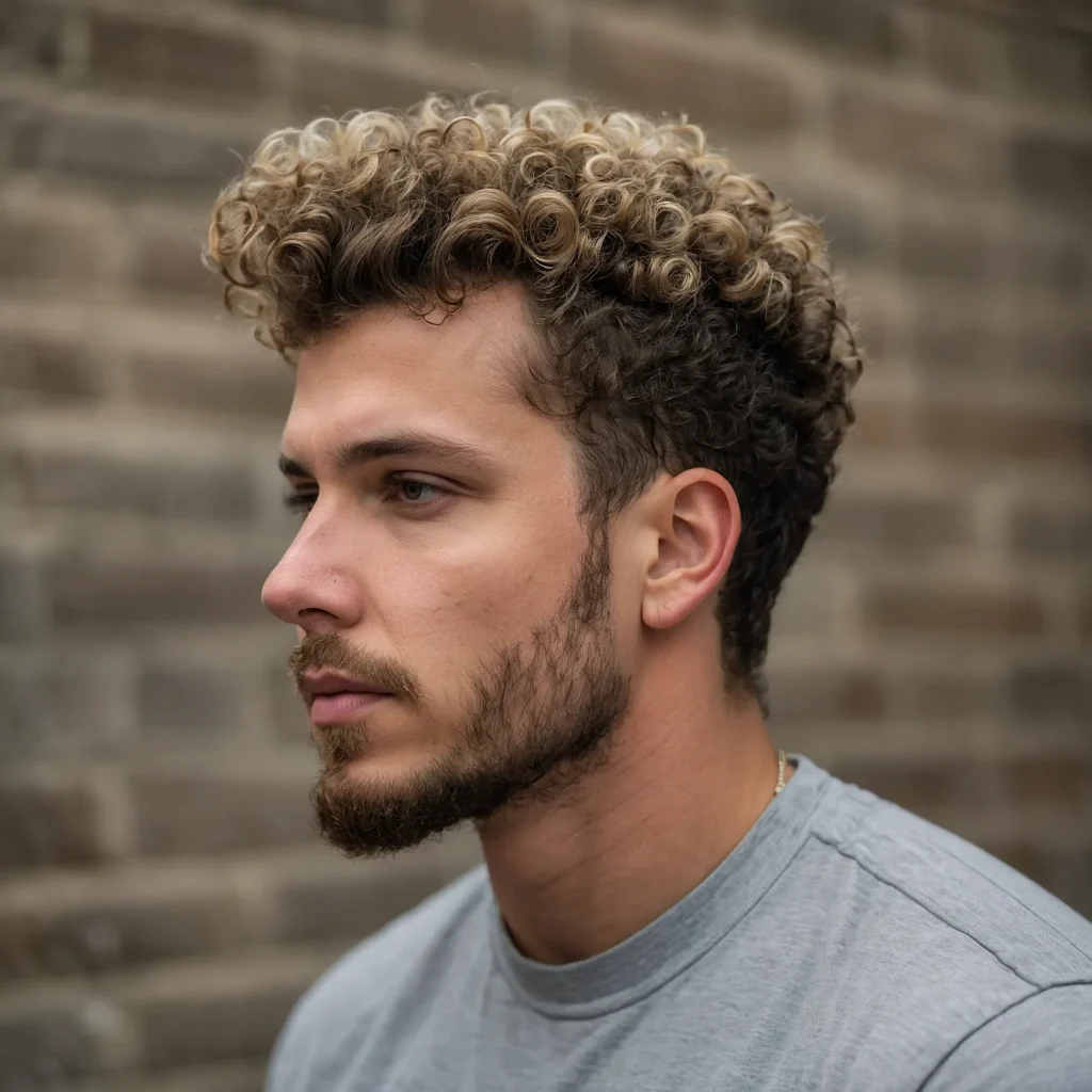 Taper Fade with Curly TopA white man wit 0