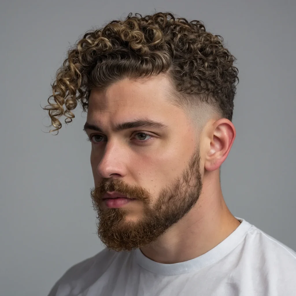 Taper Fade with Curly TopA white man wit 3