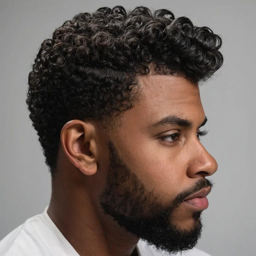 Taper Fade with Defined CurlsA Black man with 0