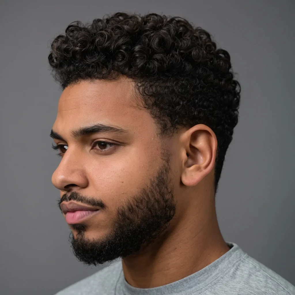 Taper Fade with Defined CurlsA Black man with 1