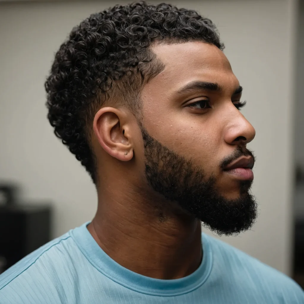 Taper Fade with Defined CurlsA Black man with 2