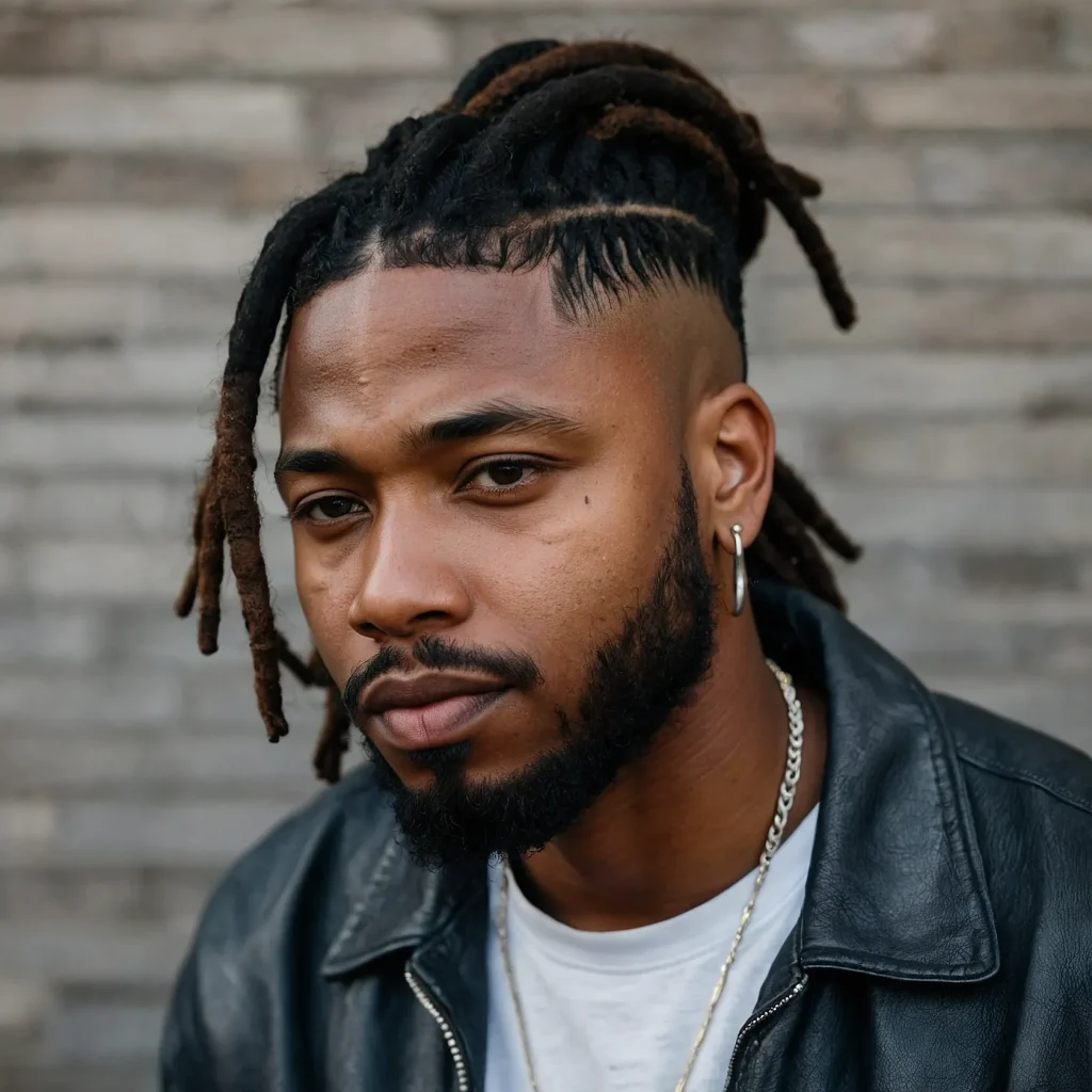 Taper Fade with Dreads or LocsA Black man wit 1