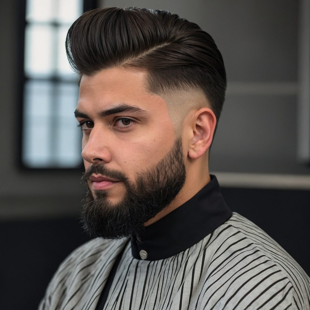 Taper Fade with Pompadourman with volumin 0