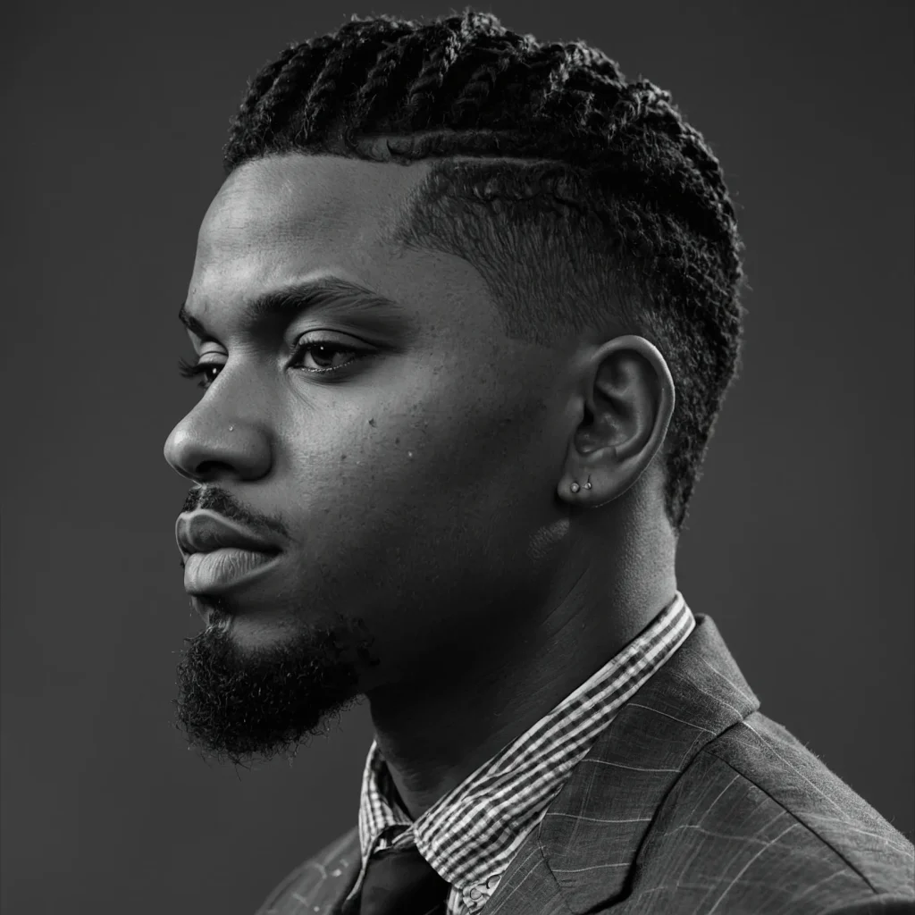 Taper Fade with TwistsA Black man with short 0