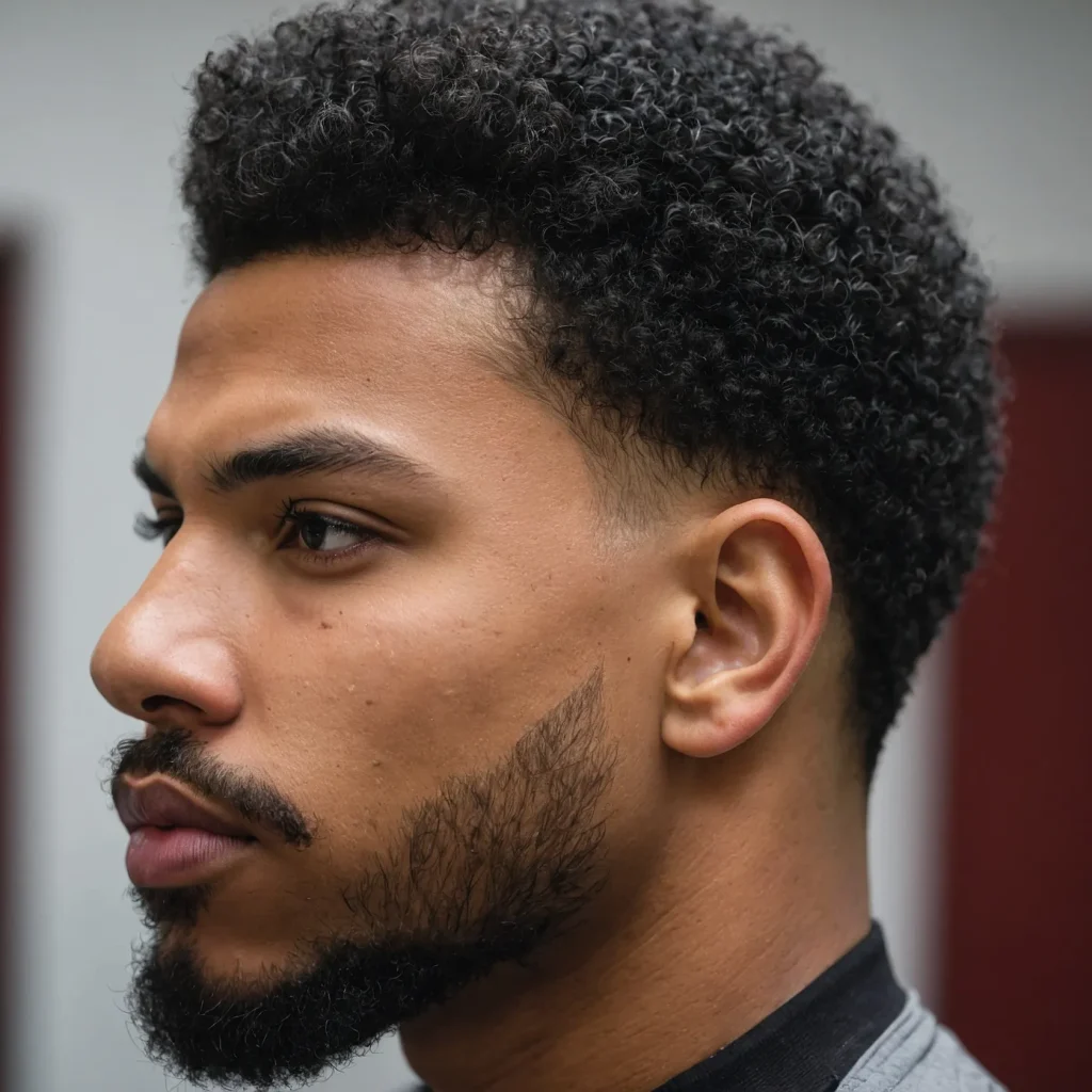 Taper Fade withfro TopA white man with 0
