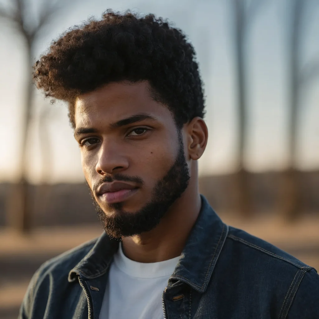 Tapered Drop Fade AfroPrompt Black man with 0