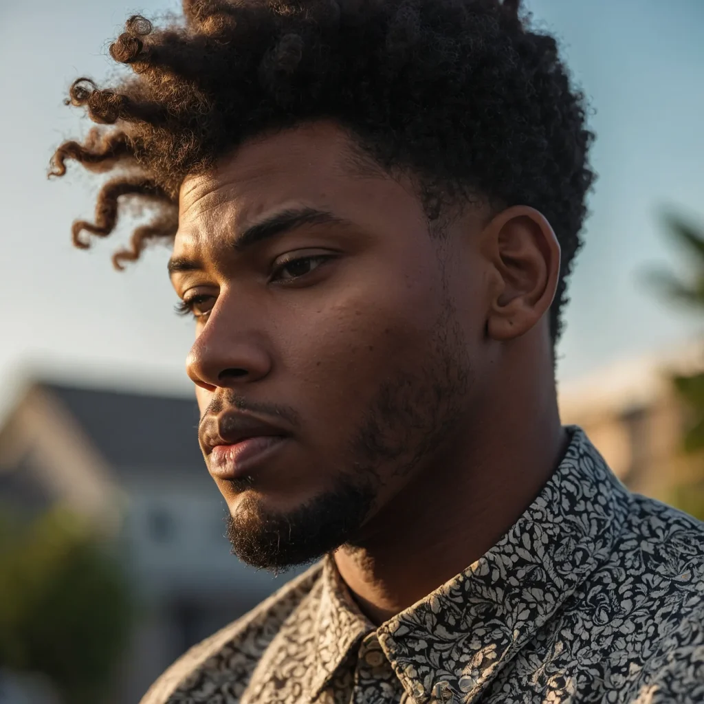 Tapered Drop Fade AfroPrompt Black man with 3