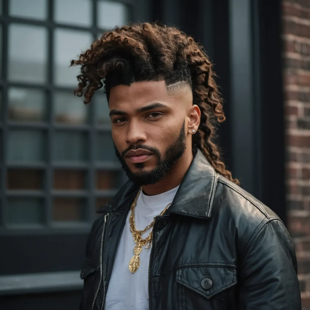 Temple Fade MulletPrompt Black men with templ 3