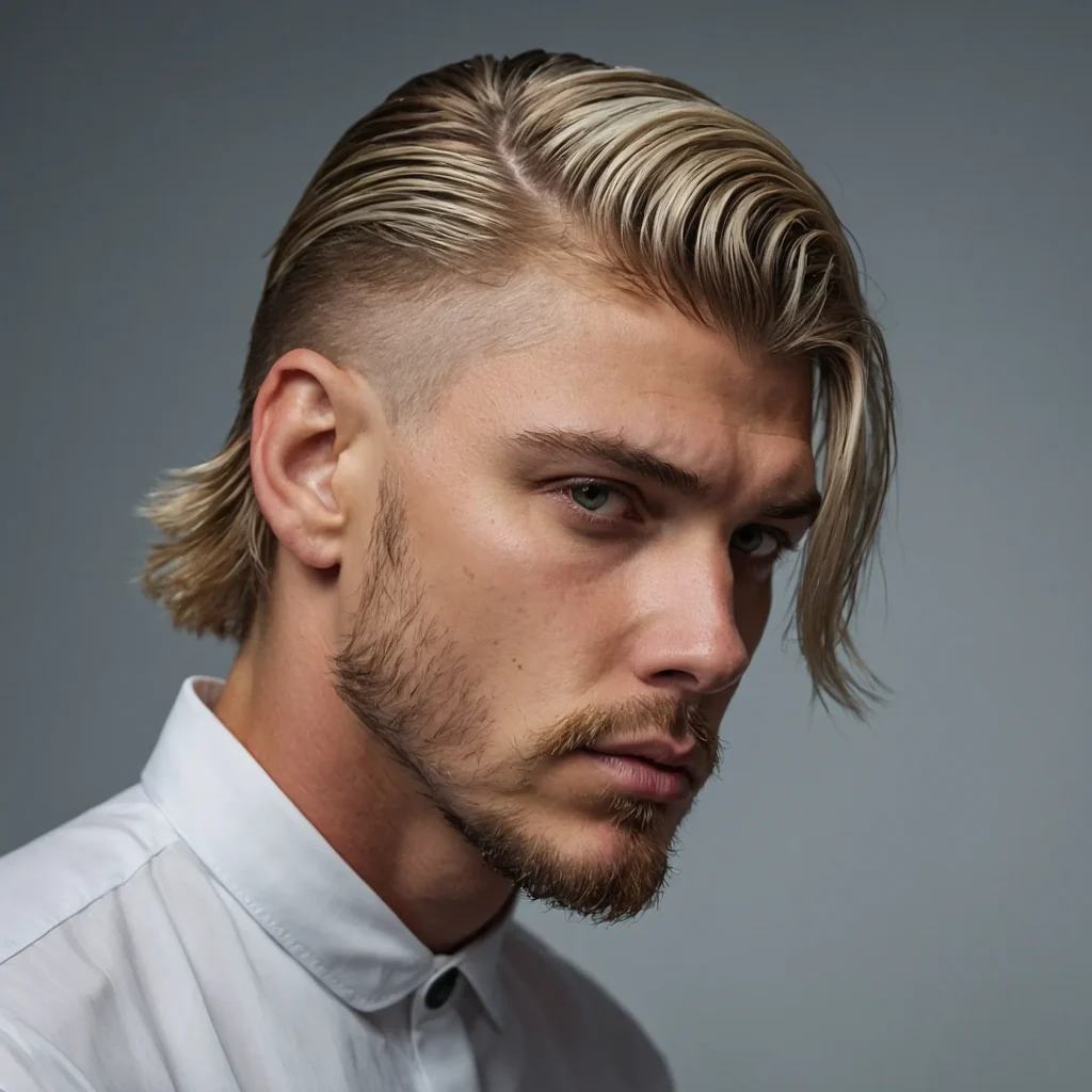 Textured Crop Mullet Fadewhite man with b 3