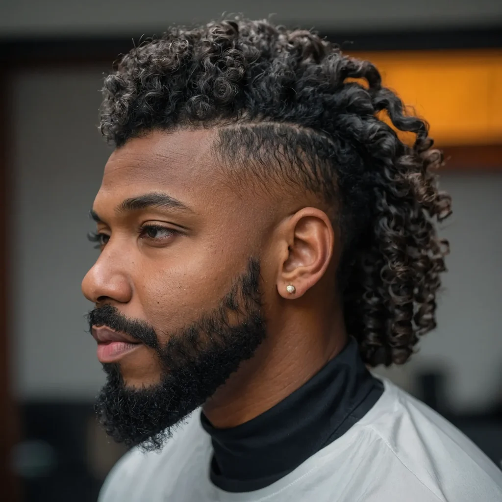 TwistOut Burst Fade MulletBlack man with tw 0