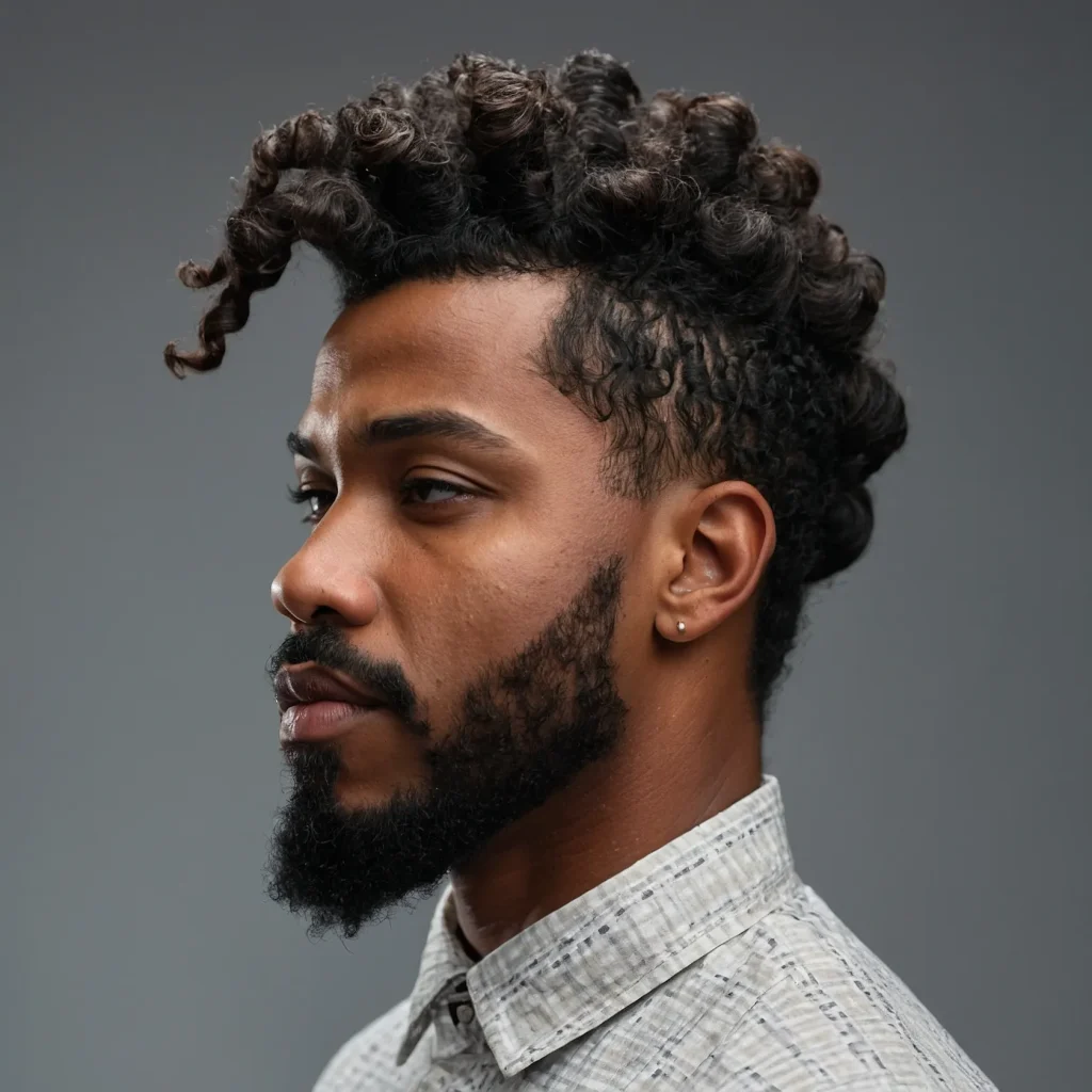 TwistOut Burst Fade MulletBlack man with tw 3