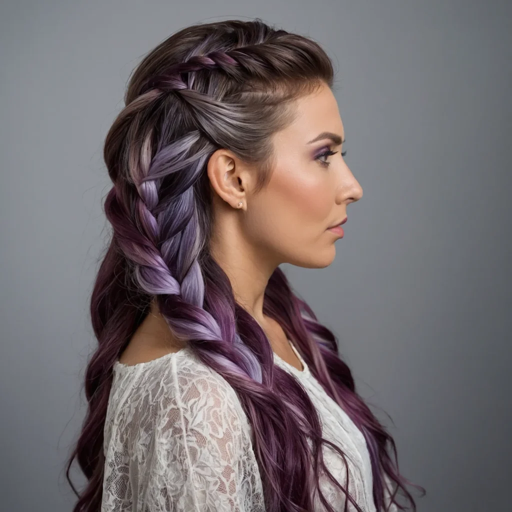 Waterfall braid hairstyle with layered shades 0