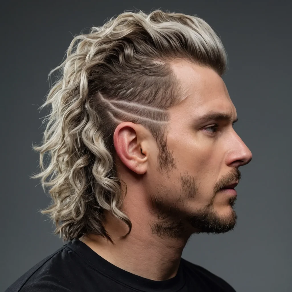 Wavy Burst Fade Mulletwhite man with soft n 0