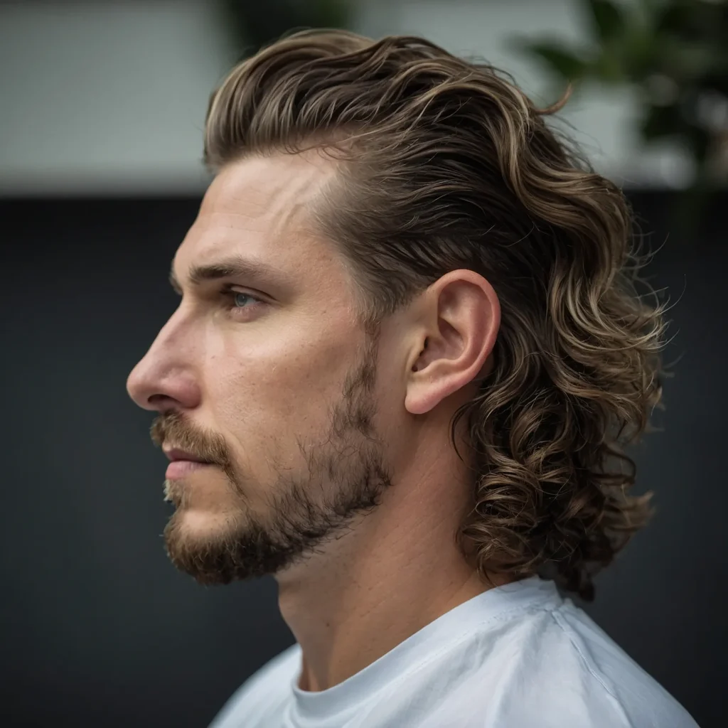 Wavy Mullet Fadewhite man with naturally w0