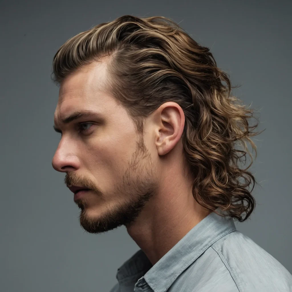 Wavy Mullet Fadewhite man with naturally w3