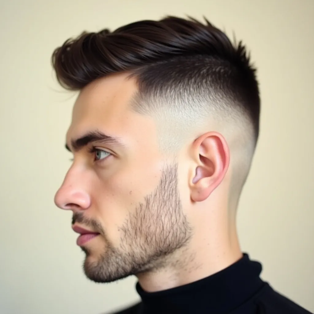 closeup side profile shot of a white males flat top 0