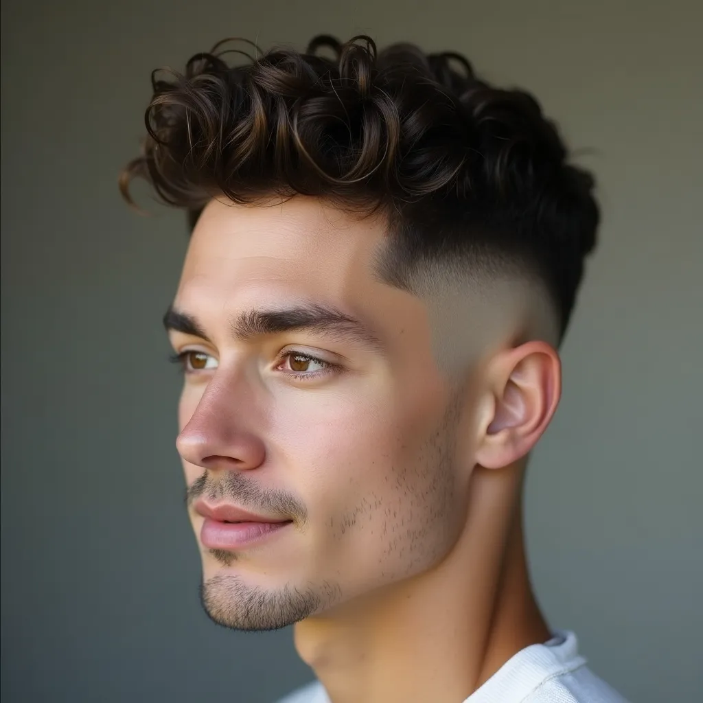 white man with a soft subtly textured hairdo styled 0