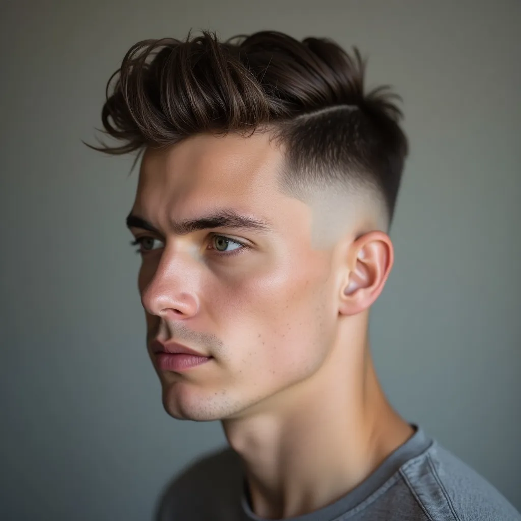 white man with a soft subtly textured hairdo styled 3