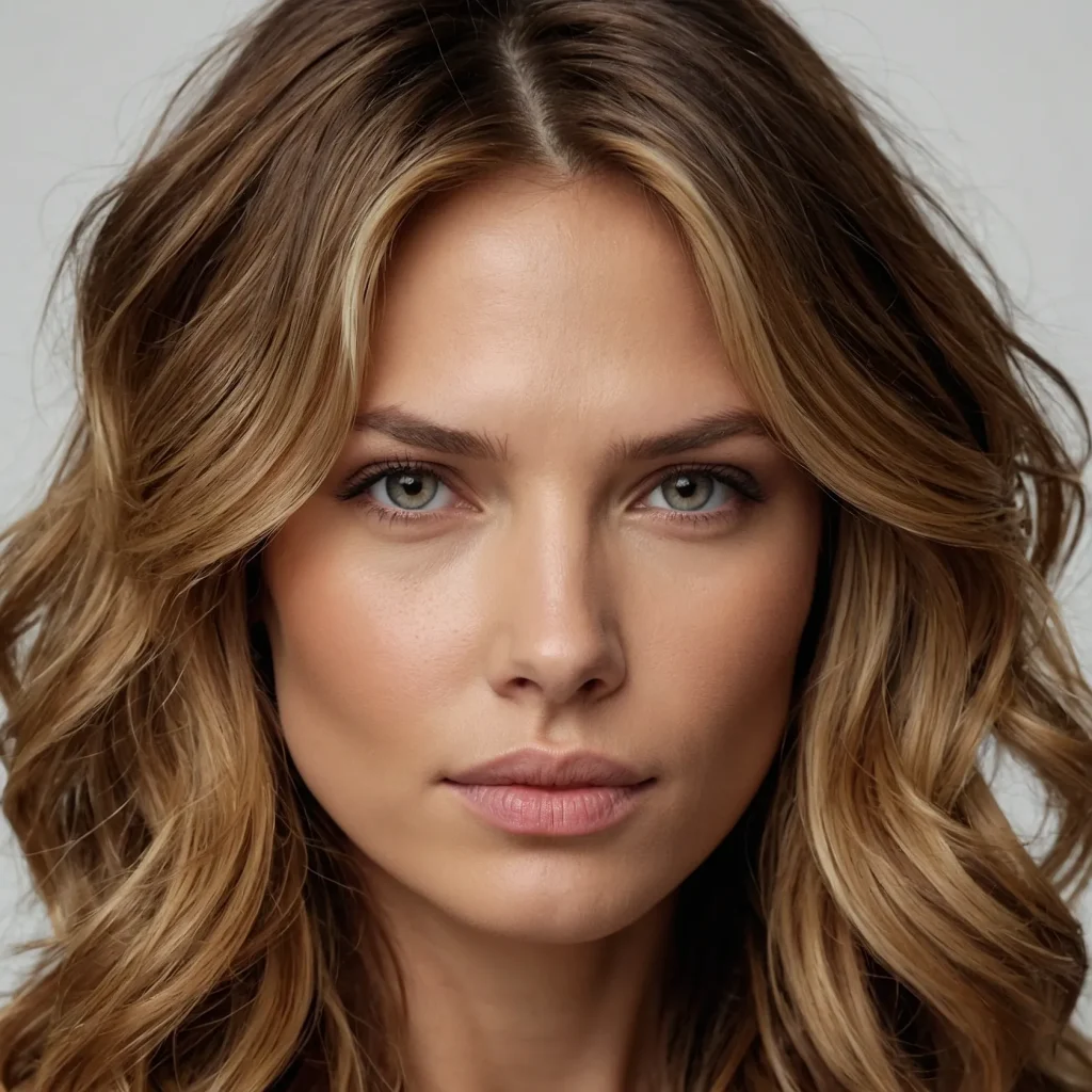 woman with mediumlength layered brunette h0