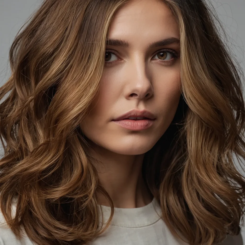 woman with soft layered mediumlength hair f 0