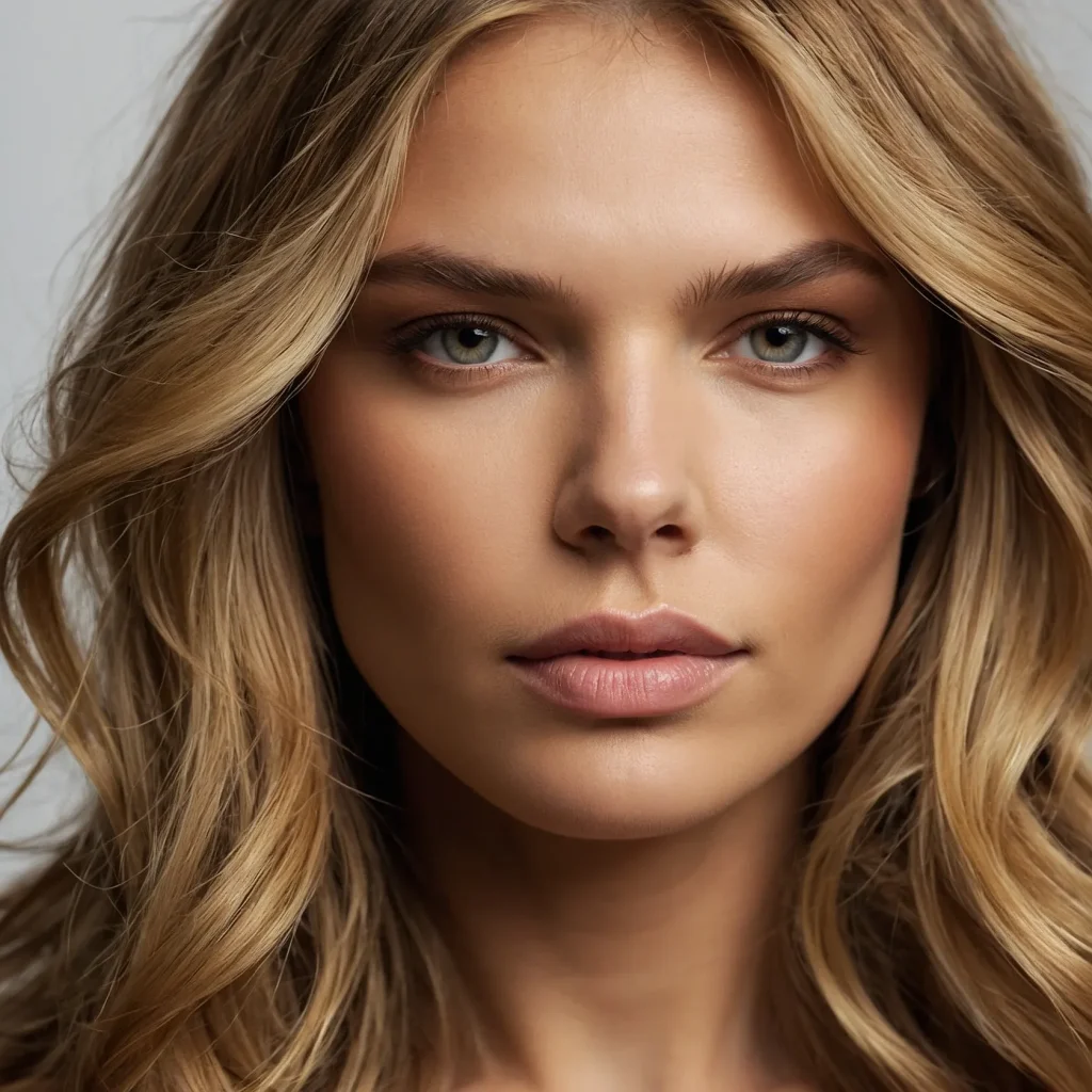 woman with subtle golden bronde hairstyle 1