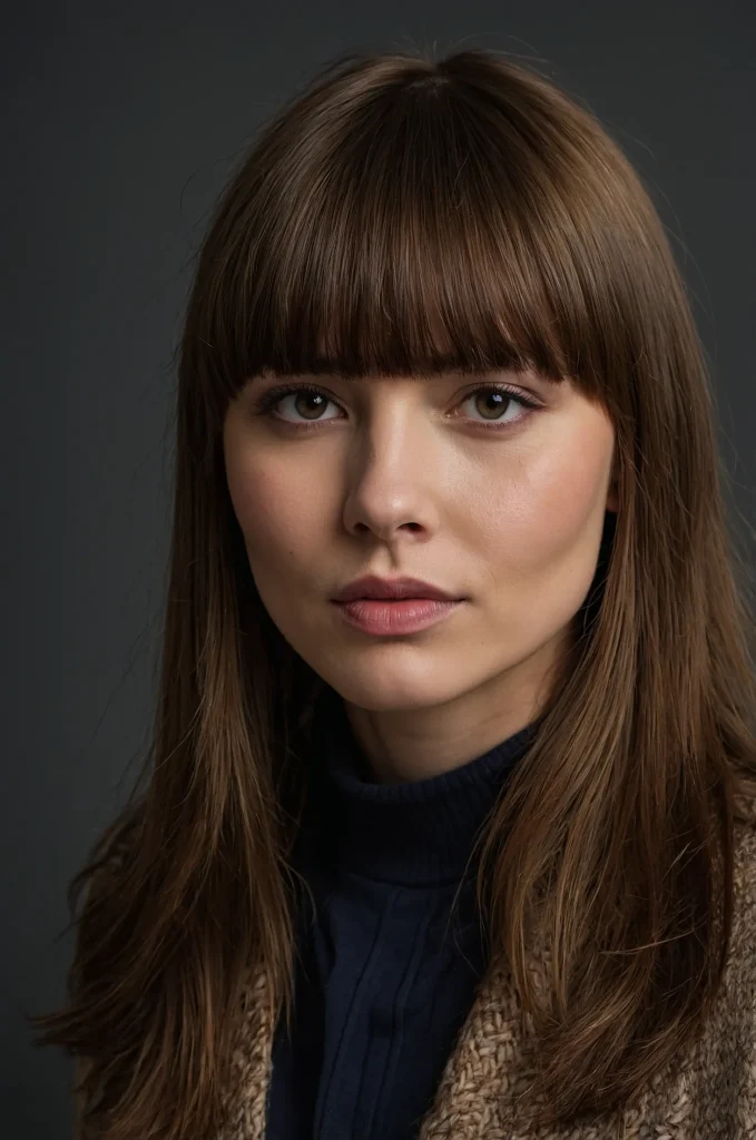 10 Chelsea Cut with Blunt Bangs Young woman w 0