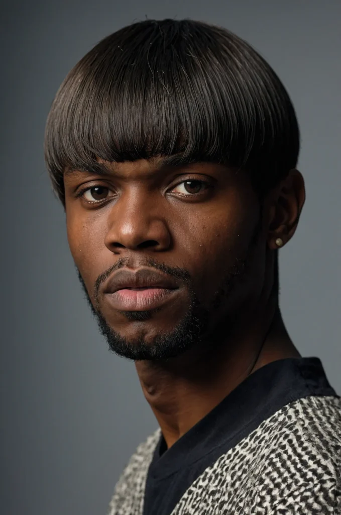 14 Bowl Cut with Hard PartA Black man with a 2