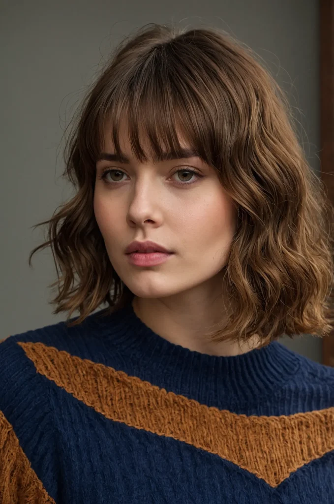 18 Chelsea Cut with Wavy Fringe Young woman w 0