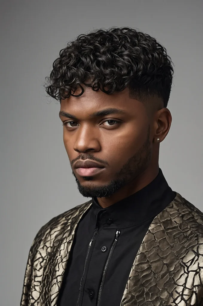 18 Layered Bowl Cut with FadeA Black man with 3