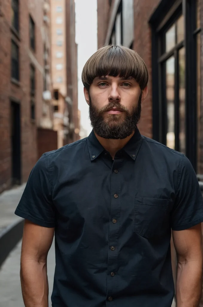 20 Bowl Cut with Beard ComboWhite American ma 1