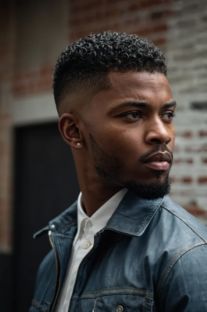 2 High Fade Crew CutA Black man with a high f 2