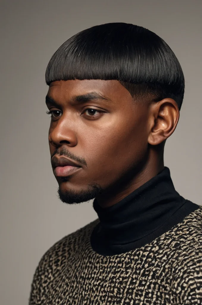 5 Bowl Cut with Drop FadeA Black man with a r 0